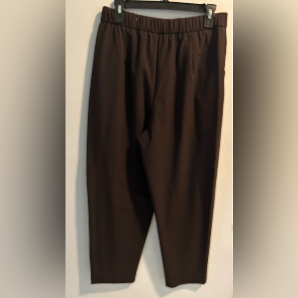 M Collection Brown Dress Pants Womens Size 12 Elastic Waist Pull on career pants